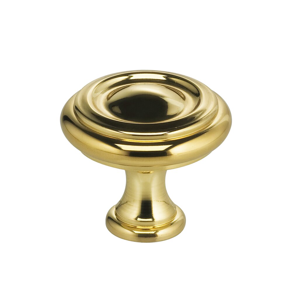 Omnia Hardware 1 3/16" Ridge Knob in Polished Brass Lacquered