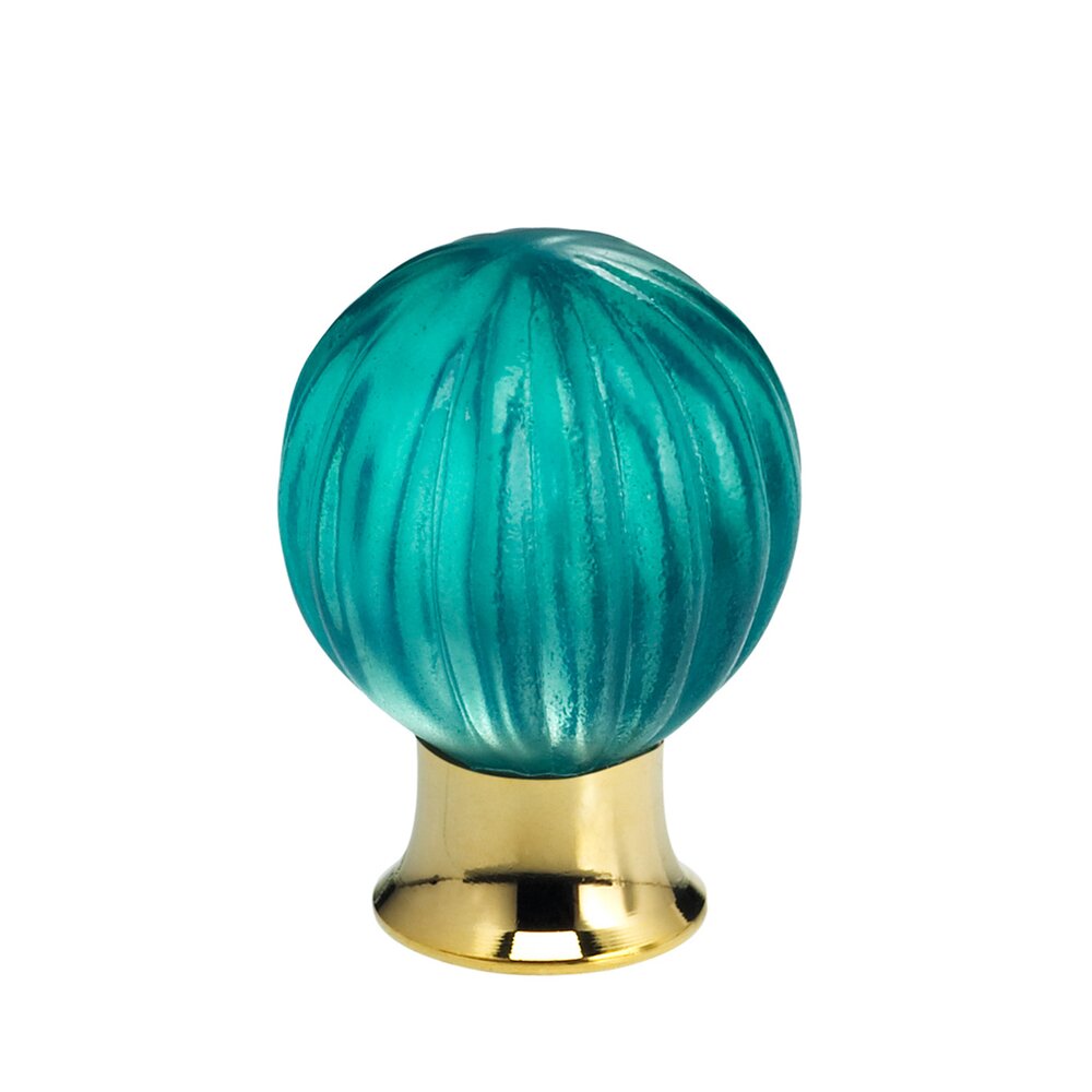 Omnia Hardware 25mm Clear Jade Colored Glass Globe Knob with Polished Brass Base