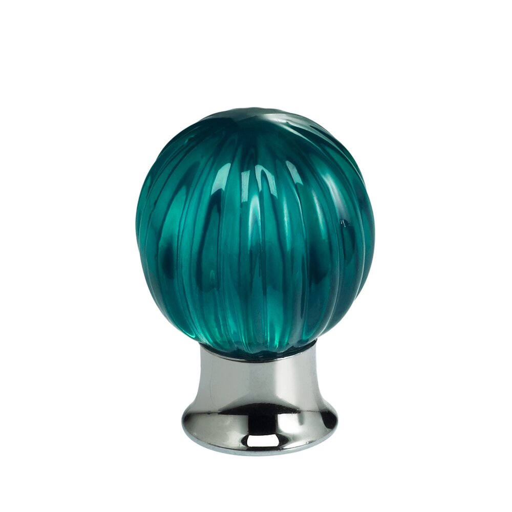 Omnia Hardware 25mm Clear Jade Colored Glass Globe Knob with Polished Chrome Base