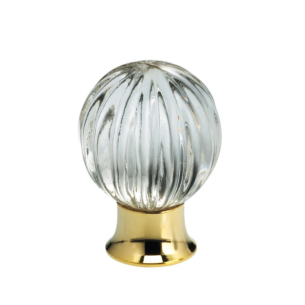 Omnia Hardware 25mm Clear Glass Globe Knob with Polished Brass Base