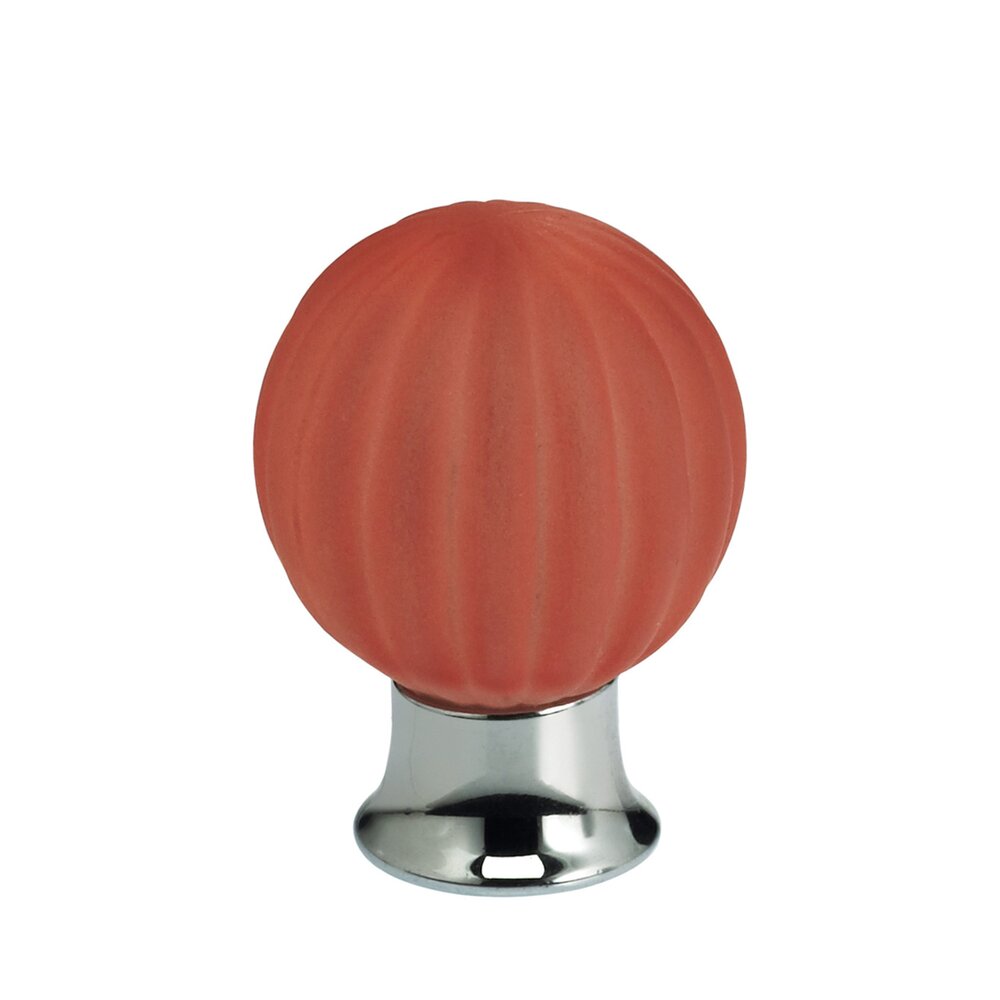 Omnia Hardware 25mm Frosted Rose Colored Glass Globe Knob with Polished Chrome Base