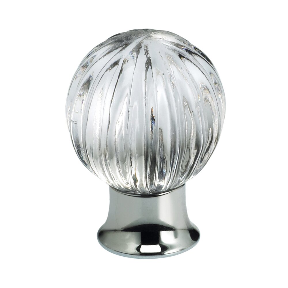 Omnia Hardware 30mm Clear Glass Globe Knob with Polished Chrome Base