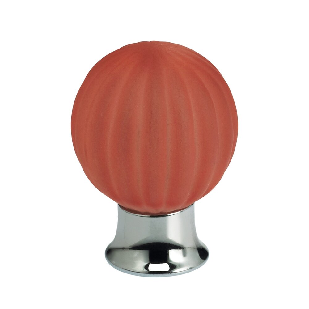 Omnia Hardware 30mm Frosted Rose Colored Glass Globe Knob with Polished Chrome Base
