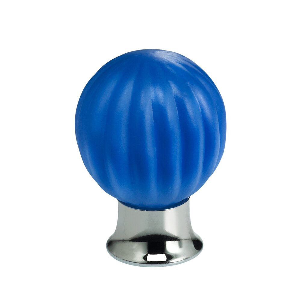 Omnia Hardware 30mm Frosted Azure Colored Glass Globe Knob with Polished Chrome Base