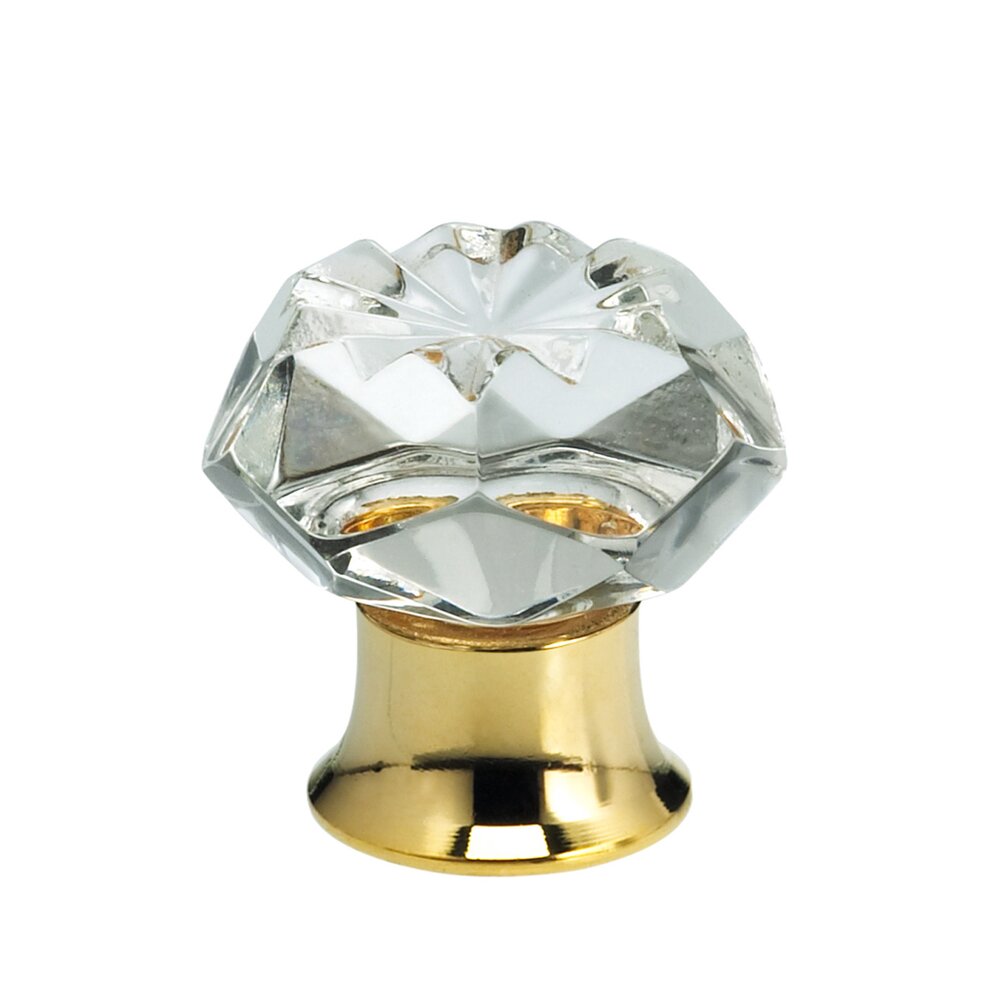 Omnia Hardware 30mm Clear Crystal Knob with Polished Brass Base