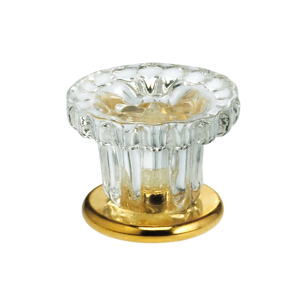 Omnia Hardware 30mm Clear Glass Fountain Knob with Polished Brass Base