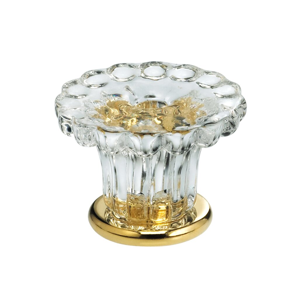 Omnia Hardware 35mm Clear Glass Fountain Knob with Polished Brass Base