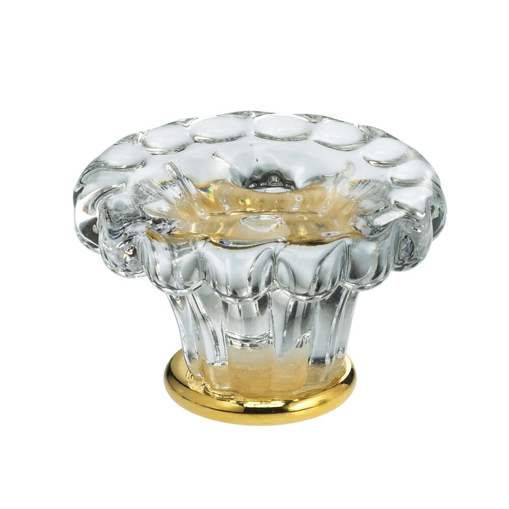 Omnia Hardware 45mm Clear Glass Fountain Knob with Polished Brass Base