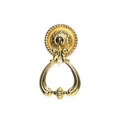 Omnia Hardware Traditional Ring Pull with Rosette Polished Brass Lacquered