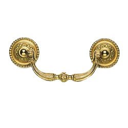Omnia Hardware Traditional Bail Pull with Rosettes Polished Brass Lacquered