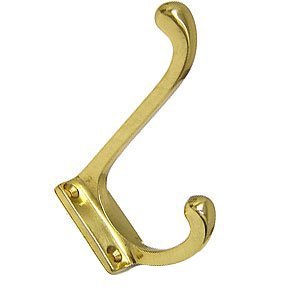 Omnia Hardware Double Hook in Polished Brass Lacquered