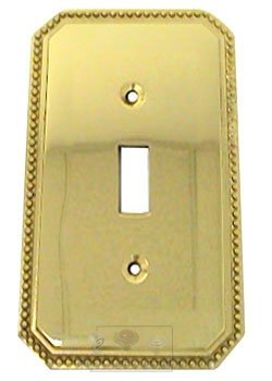 Omnia Hardware Beaded Single Toggle Switchplate in Polished Brass Lacquered