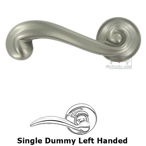 Omnia Hardware Left Handed Single Dummy Traditions Wave Lever with Small Radial Rosette in Satin Nickel Lacquered