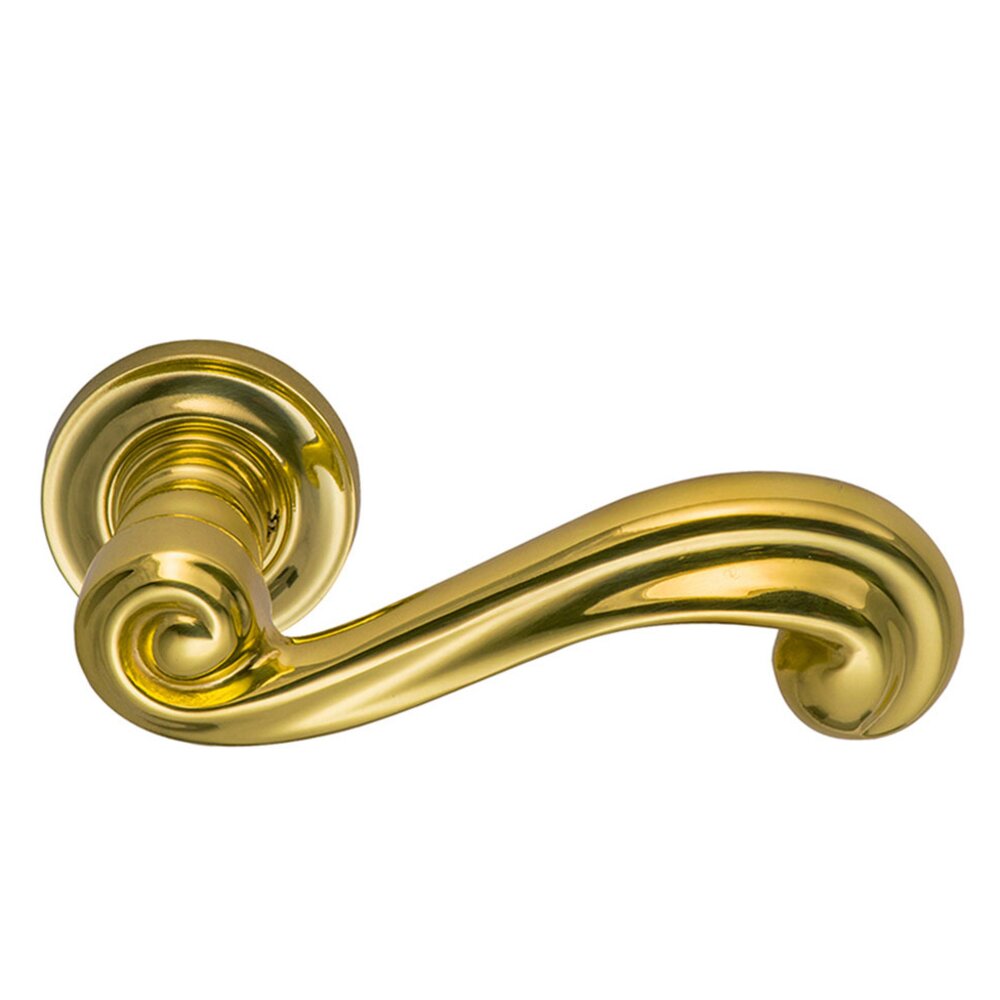 Omnia Hardware Right Handed Passage Traditions Wave Lever with Small Radial Rosette in Polished Brass Lacquered