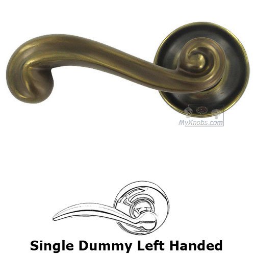 Omnia Hardware Left Handed Single Dummy Traditions Wave Lever with Medium Radial Rosette in Antique Bronze Unlacquered