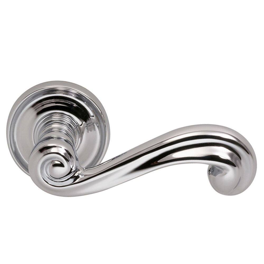 Omnia Hardware Right Handed Passage Traditions Wave Lever with Medium Radial Rosette in Polished Chrome