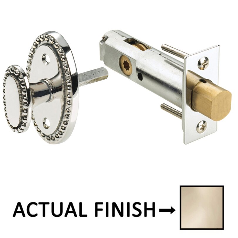Omnia Hardware Traditions Beaded Mortise Privacy Bolt in Polished Polished Nickel Lacquered