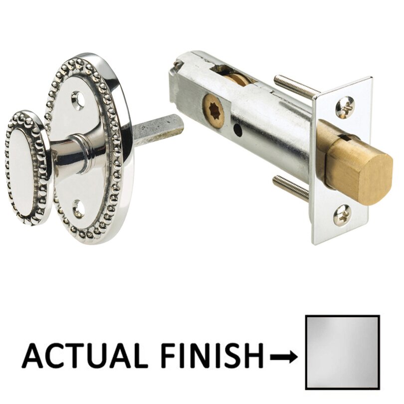 Omnia Hardware Traditions Beaded Mortise Privacy Bolt in Polished Chrome