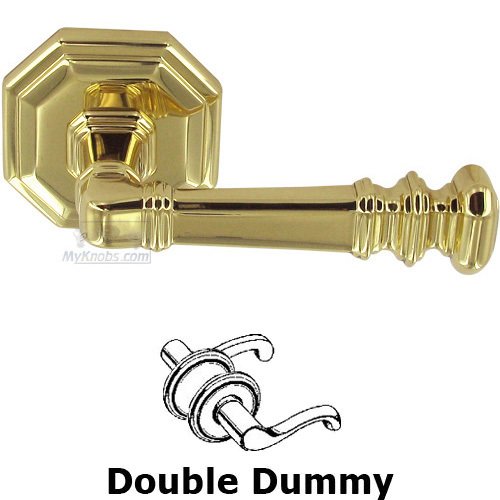 Omnia Hardware Double Dummy Traditions Octagon Lever with Octagon Rosette in Polished Brass Lacquered