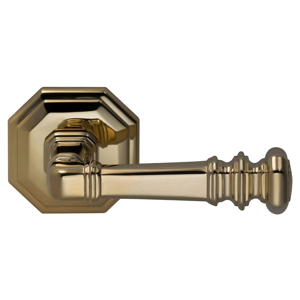 Omnia Hardware Double Dummy Traditions Octagon Lever with Octagon Rosette in Polished Brass Unlacquered