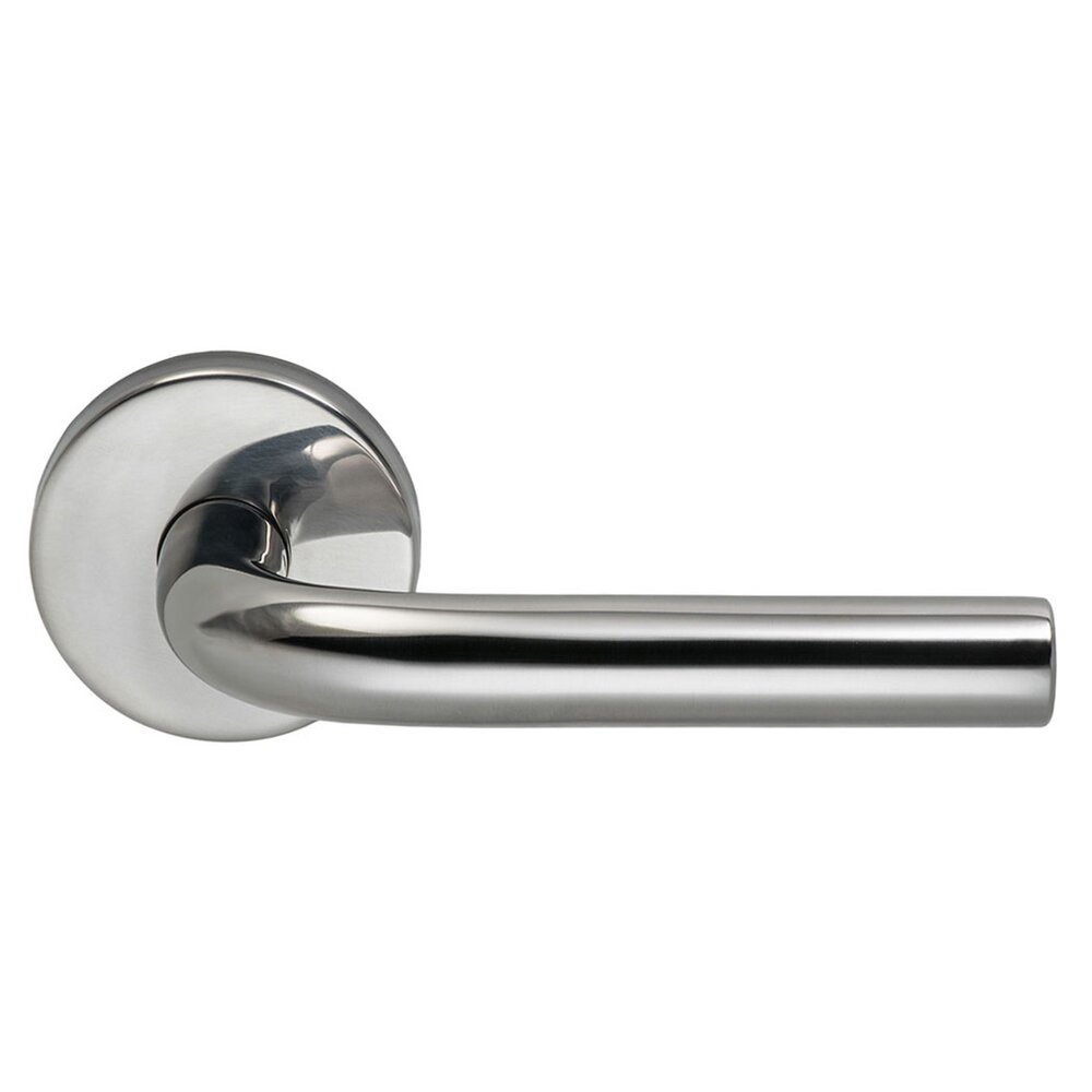 Omnia Hardware Passage Tube Right Handed Lever with Plain Rosette in Polished Stainless Steel