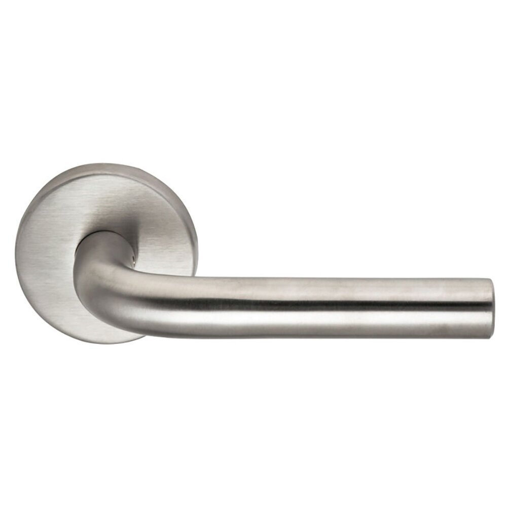 Omnia Hardware Passage Tube Right Handed Lever with Plain Rosette in Brushed Stainless Steel