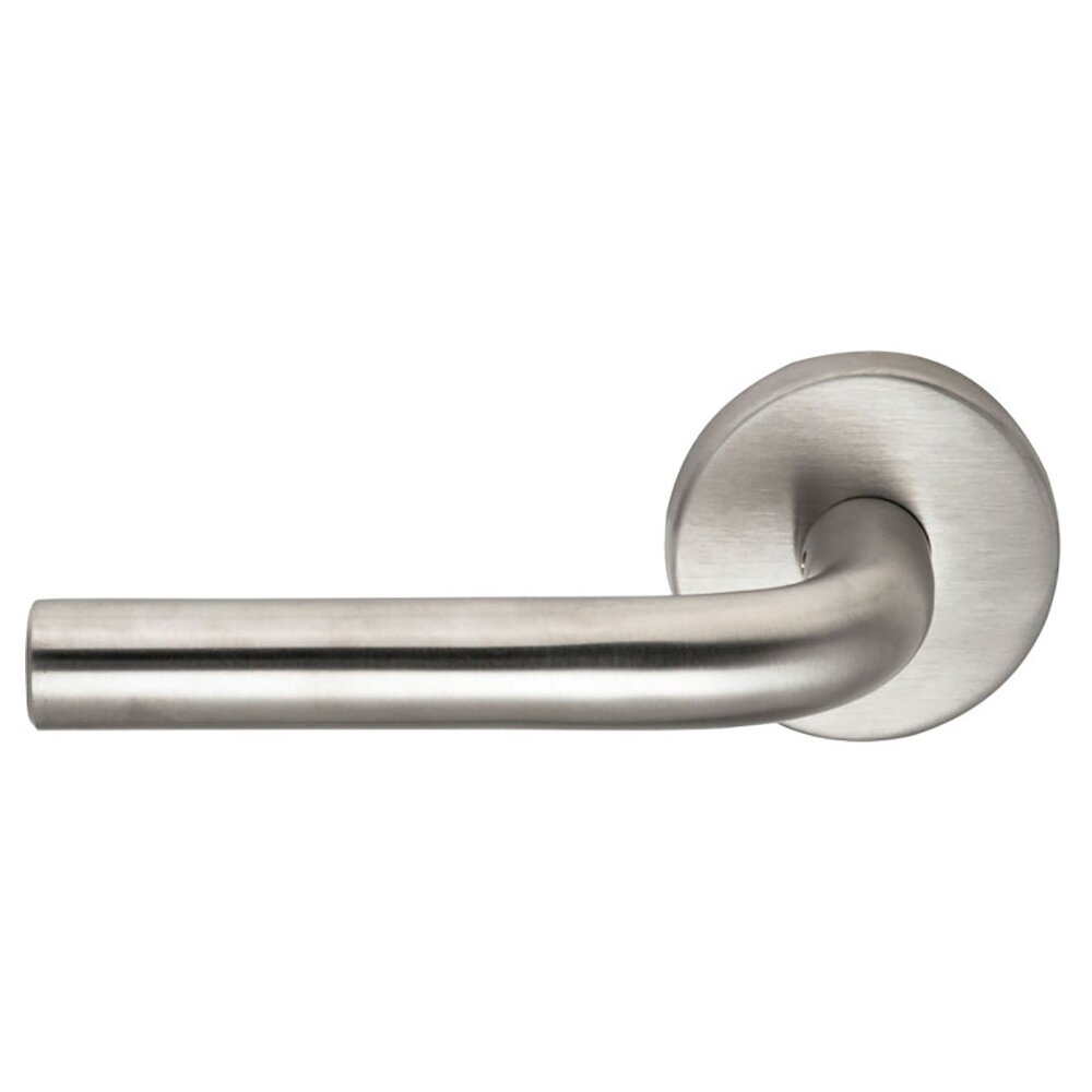 Omnia Hardware Passage Tube Left Handed Lever with Plain Rosette in Brushed Stainless Steel