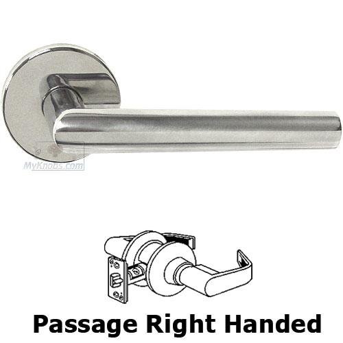 Omnia Hardware Passage Angle Right Handed Lever with Plain Rosette in Polished Stainless Steel