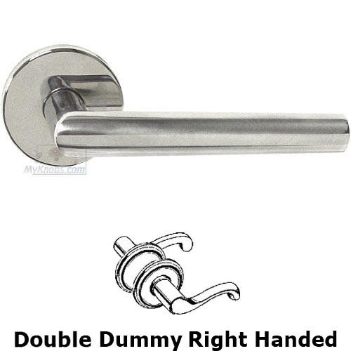 Omnia Hardware Double Dummy Angle Right Handed Lever with Plain Rosette in Polished Stainless Steel