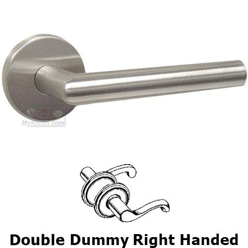Omnia Hardware Double Dummy Angle Right Handed Lever with Plain Rosette in Brushed Stainless Steel