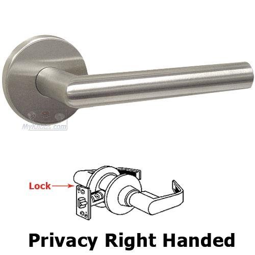 Omnia Hardware Privacy Angle Right Handed Lever with Plain Rosette in Brushed Stainless Steel