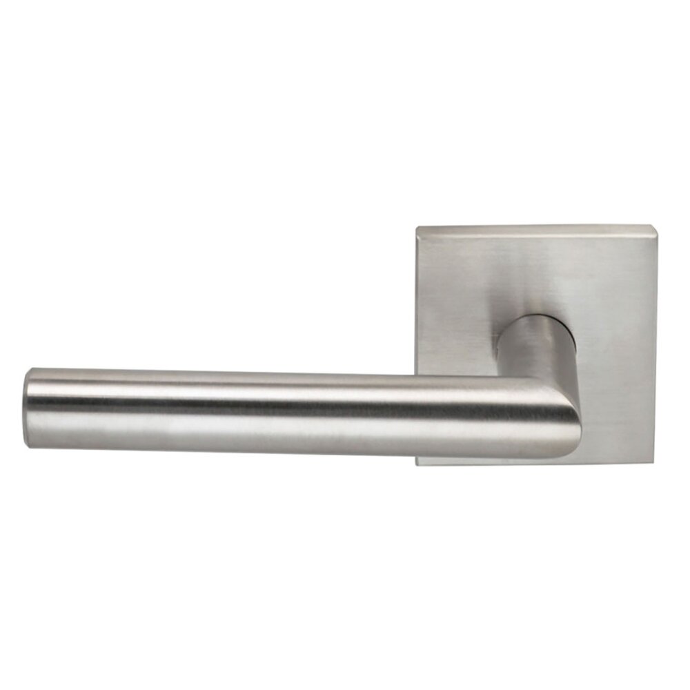 Omnia Hardware Left Handed Single Dummy Bar Lever with Square Rose in Brushed Stainless Steel