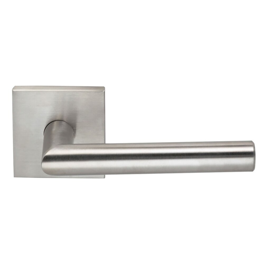 Omnia Hardware Double Dummy Bar Lever with Square Rose in Brushed Stainless Steel