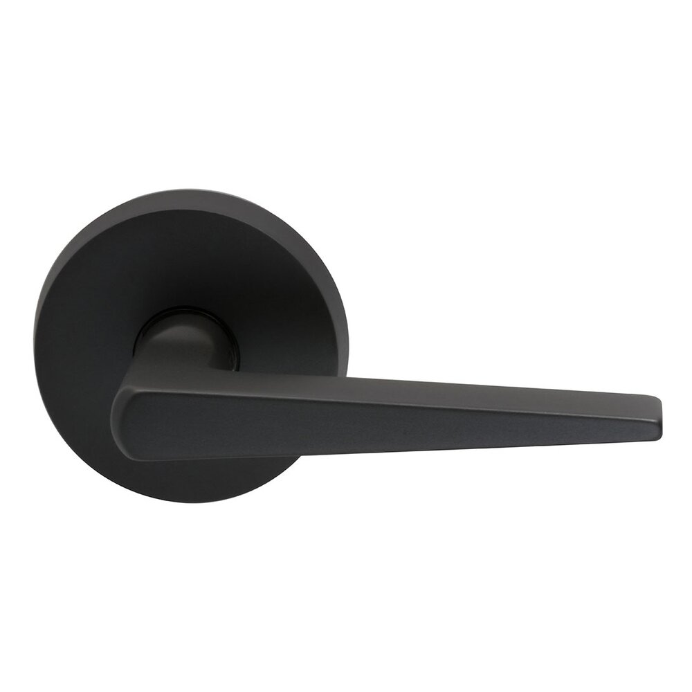 Omnia Hardware Passage Straight Tapered Right Handed Lever with Plain Rosette in Oil Rubbed Bronze Lacquered