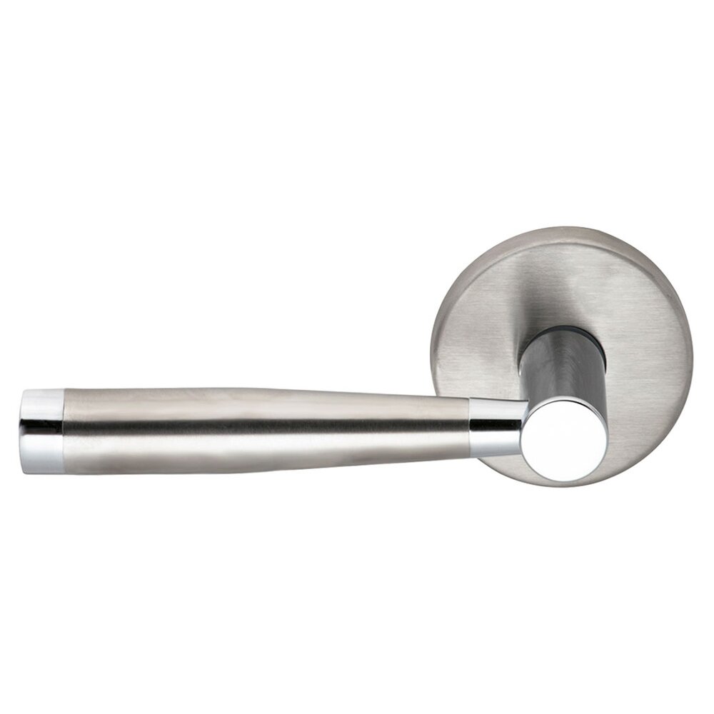 Omnia Hardware Double Dummy Metro Left Handed Lever with Plain Rosette in Brushed Stainless Steel