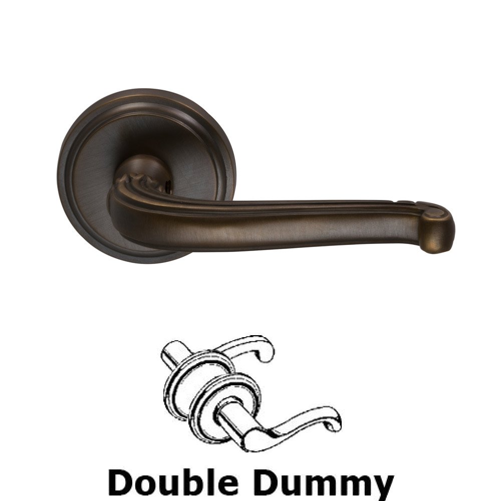 Omnia Hardware Double Dummy Traditions Crest Lever with Round Rosette in Antique Bronze Unlacquered