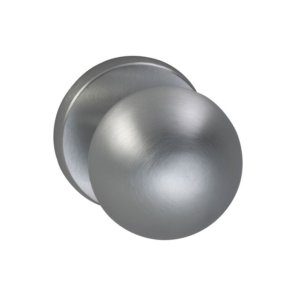 Omnia Hardware Single Dummy Modern 2" Ball Knob with Plain Rosette in Satin Chrome