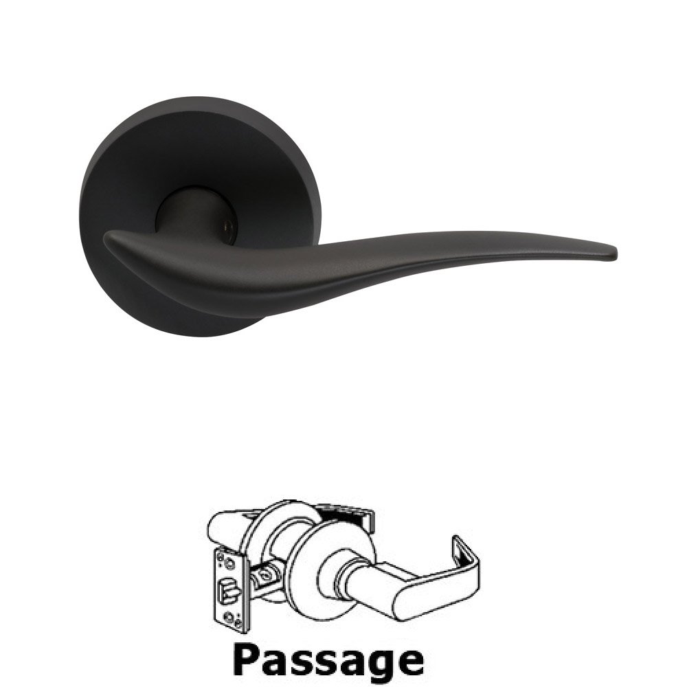 Omnia Hardware Passage Wave Lever with Round Rose in Oil Rubbed Bronze Lacquered
