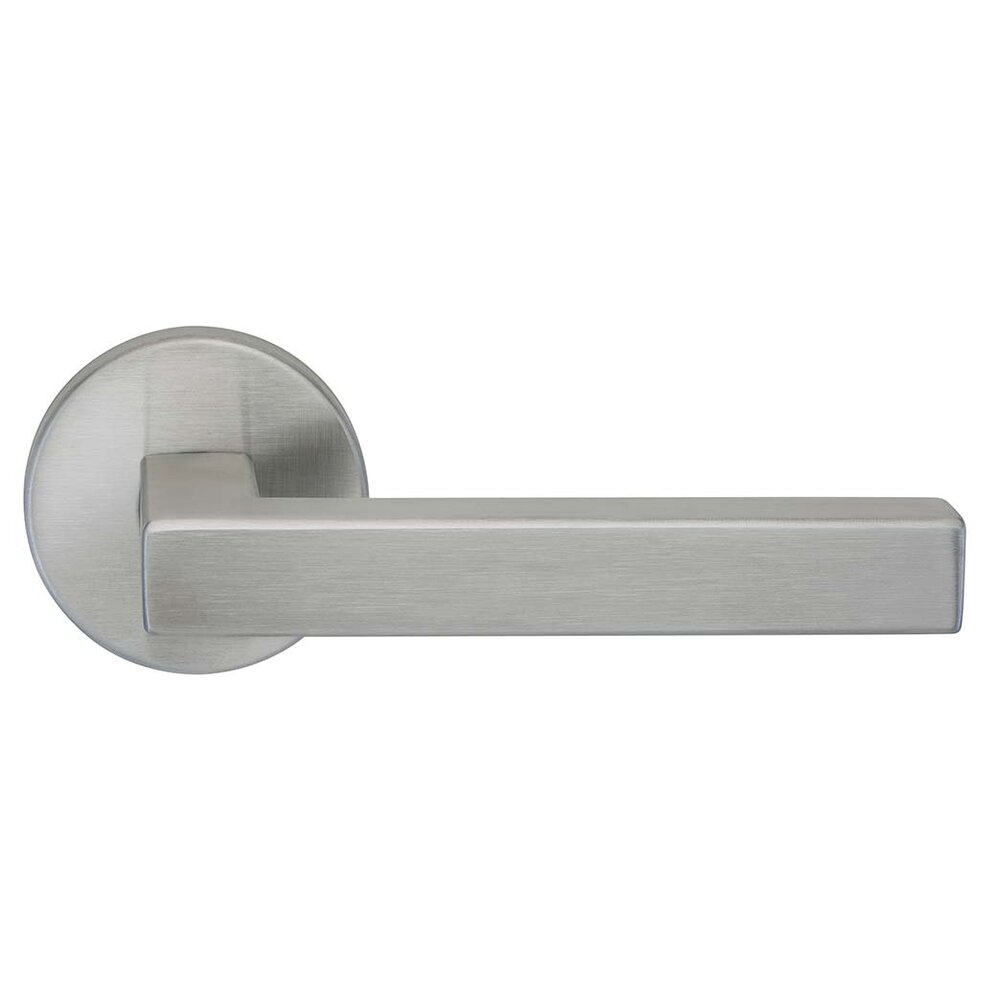 Omnia Hardware Passage Square Right Handed Lever with Plain Rosette in Brushed Stainless Steel