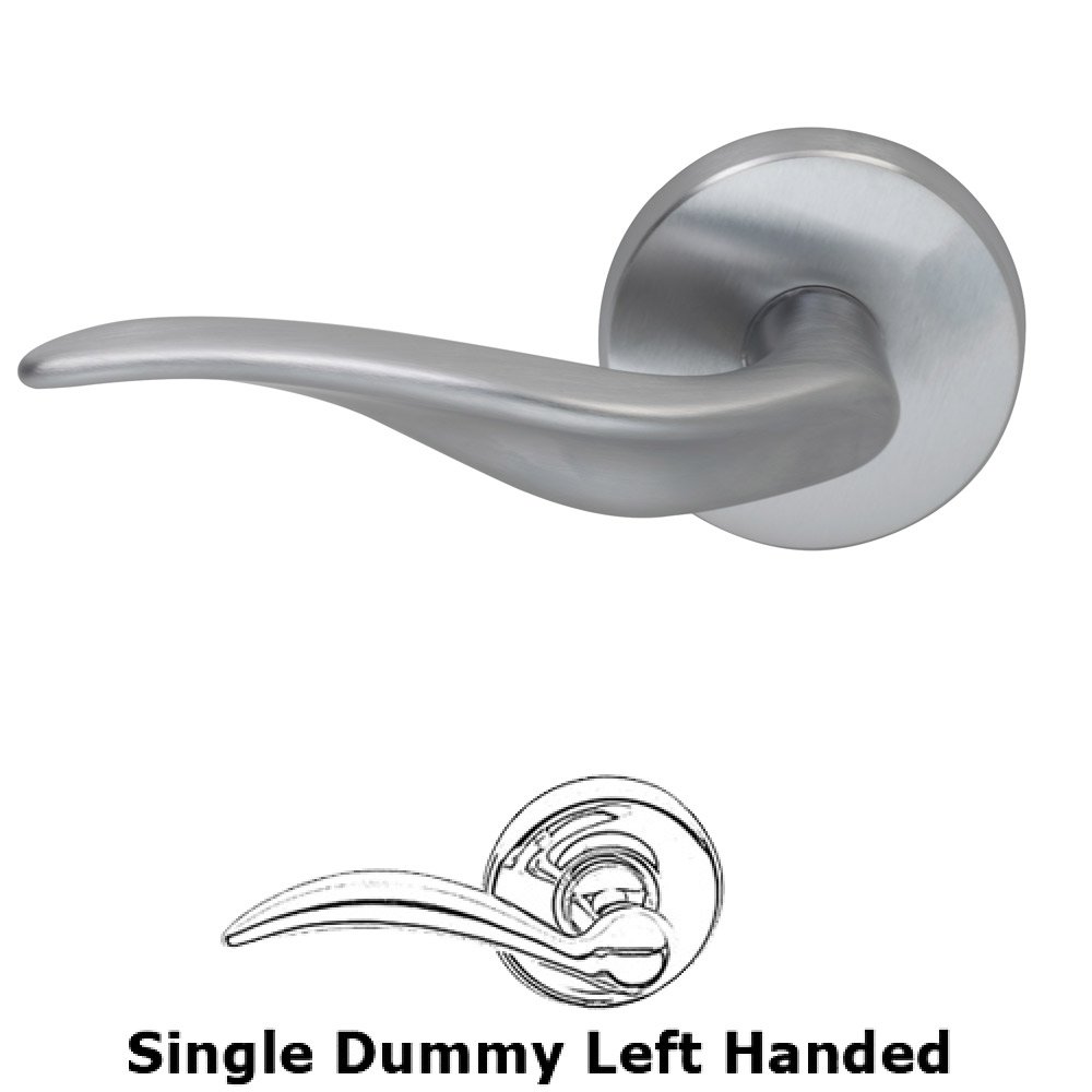 Omnia Hardware Left Handed Single Dummy Ripple Lever with Round Rose in Satin Chrome
