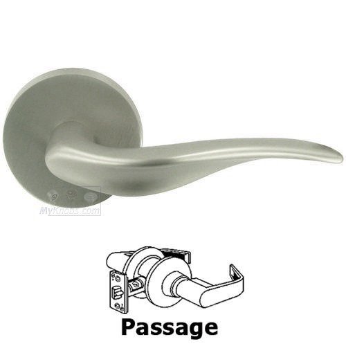 Omnia Hardware Passage Ripple Lever with Round Rose in Satin Nickel Lacquered