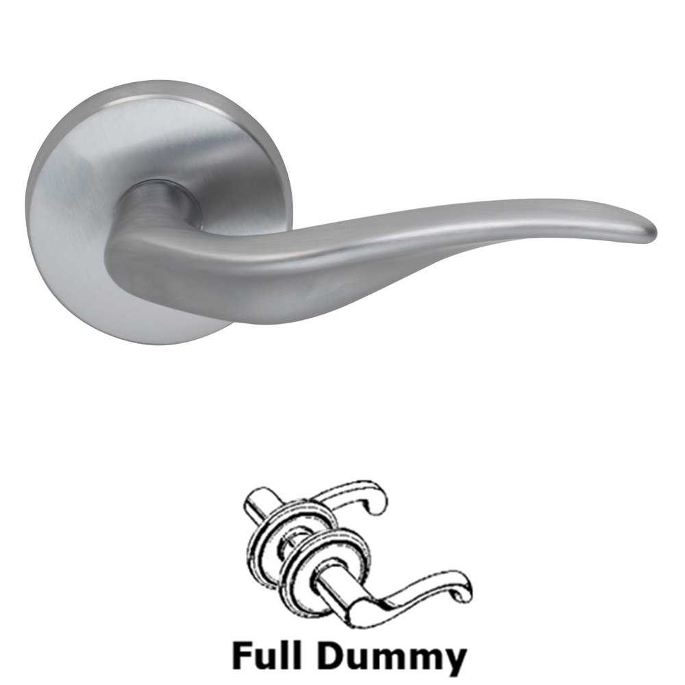 Omnia Hardware Double Dummy Ripple Lever with Round Rose in Satin Chrome
