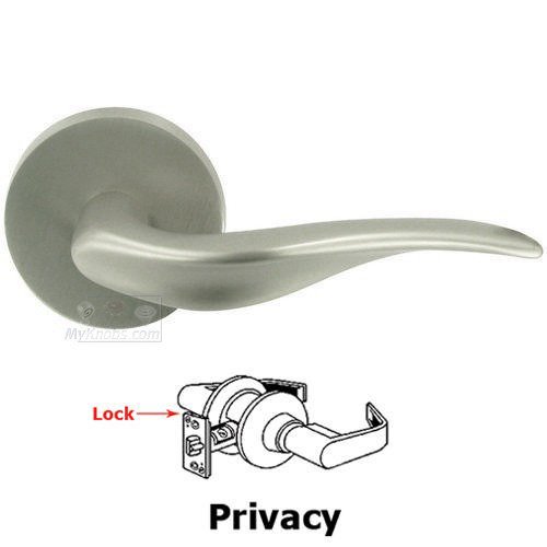 Omnia Hardware Privacy Ripple Lever with Round Rose in Satin Nickel Lacquered