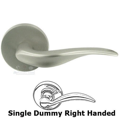 Omnia Hardware Right Handed Single Dummy Ripple Lever with Round Rose in Satin Nickel Lacquered
