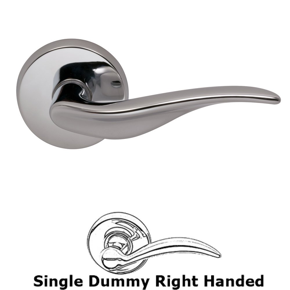 Omnia Hardware Right Handed Single Dummy Ripple Lever with Round Rose in Polished Chrome