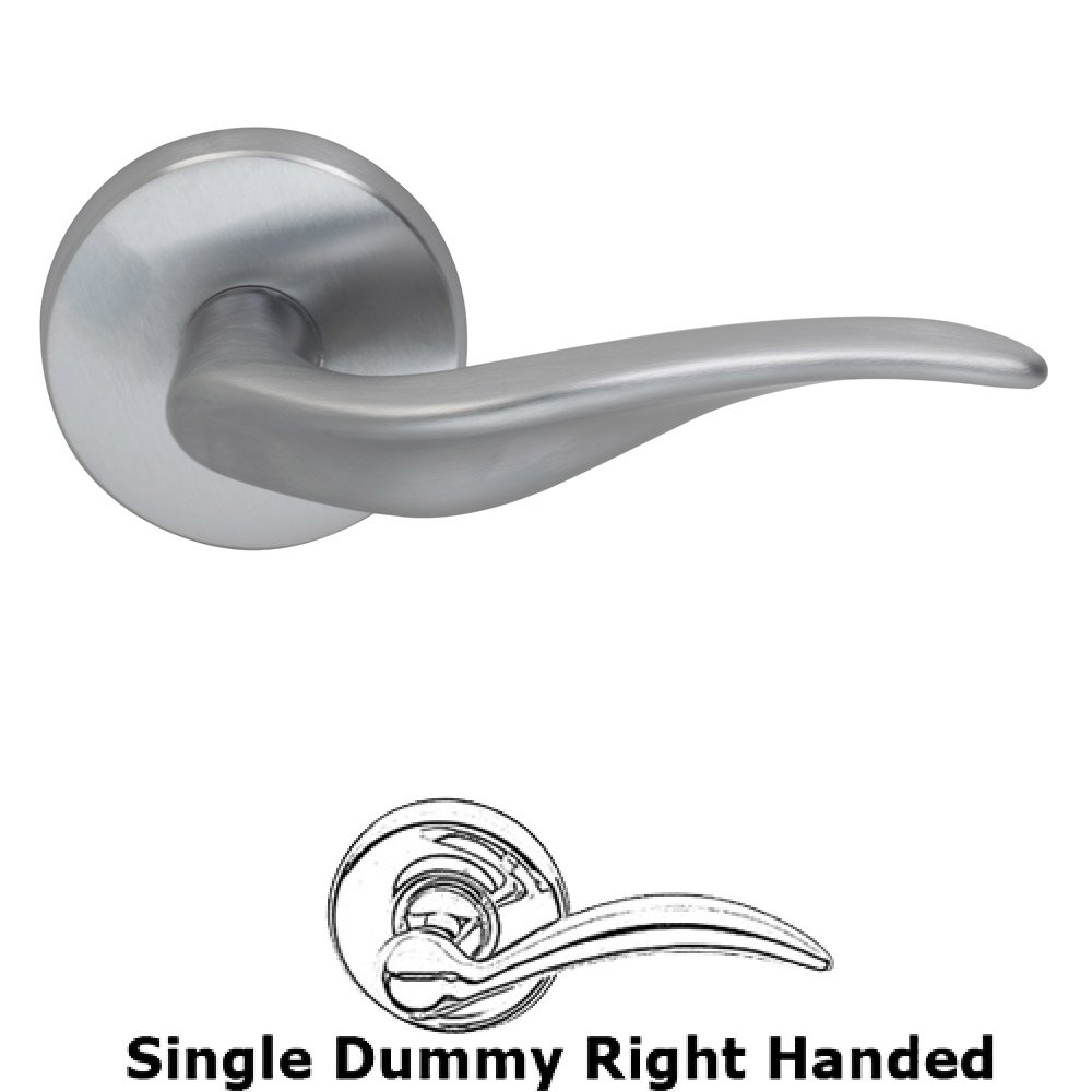 Omnia Hardware Right Handed Single Dummy Ripple Lever with Round Rose in Satin Chrome