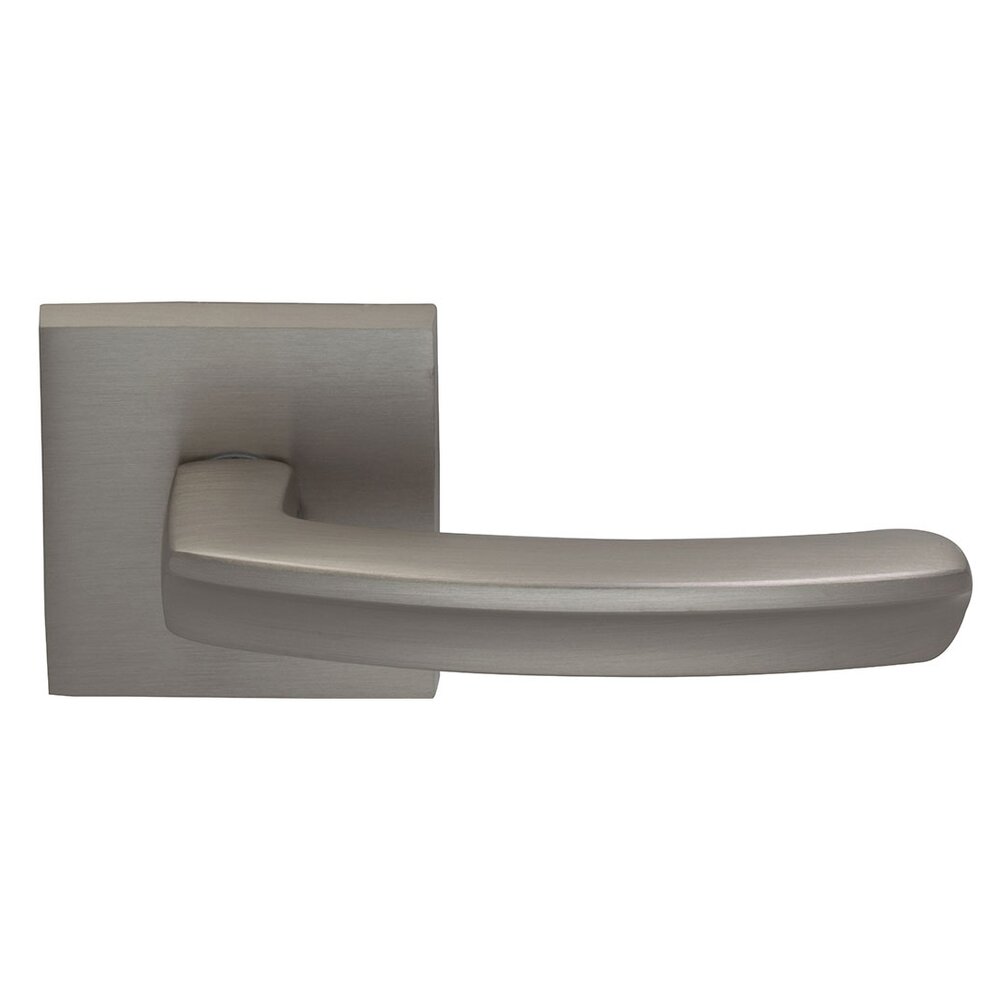 Omnia Hardware Passage Rectangle Ridge Lever with Square Rose in Satin Nickel Lacquered