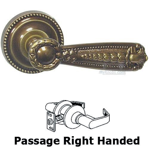 Omnia Hardware Passage Versailles Right Handed Lever with Beaded Rosette in Shaded Bronze Lacquered