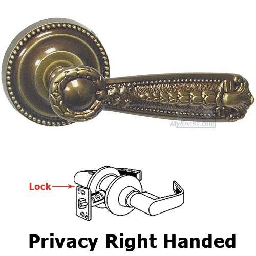 Omnia Hardware Privacy Versailles Right Handed Lever with Beaded Rosette in Shaded Bronze Lacquered
