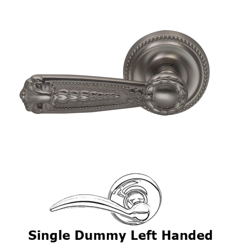 Omnia Hardware Single Dummy Versailles Left Handed Lever with Beaded Rosette in Satin Nickel Lacquered